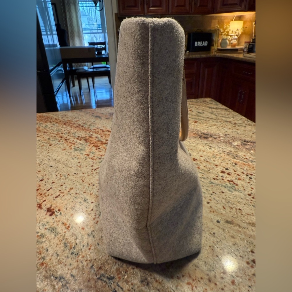 Tory Burch Dana Grayish Beige Wool/Leather Tote Bag Purse - Picture 5 of 16